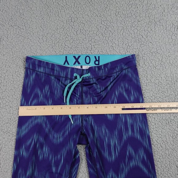 ROXY Capri Leggings Womens Small Blue Pattern Drawstring Run Swim Surf Stretch - Picture 10 of 15